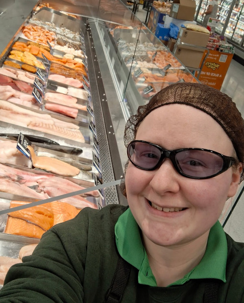 Elizabeth with her beautifully done seafood section