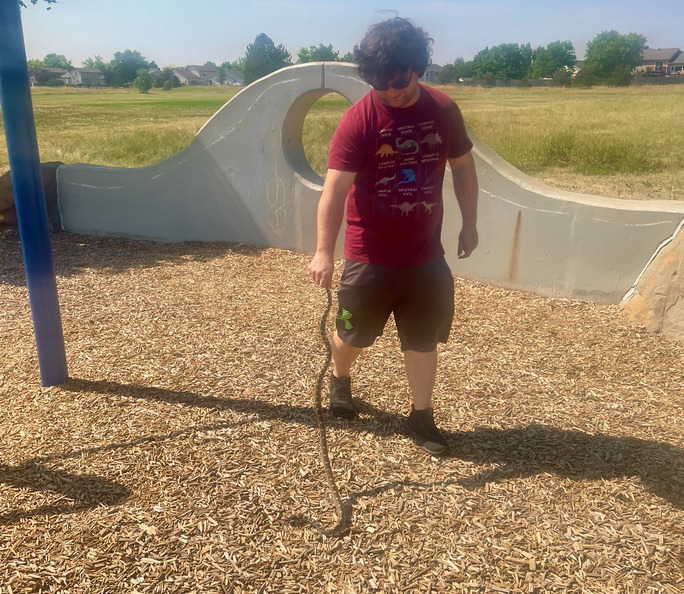 Josh pulled a snake out of the playground in Aurora, CO!