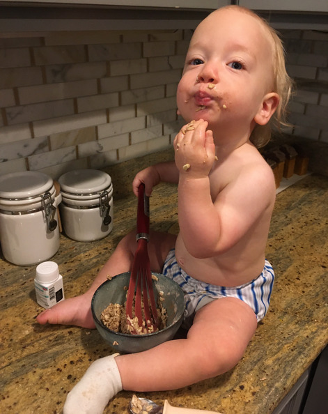 Theo eating his oatmeal
