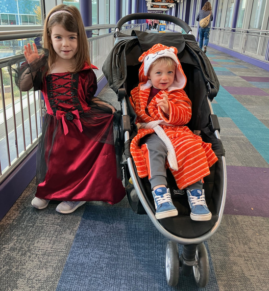 Evie & Steven in costumes at the Children’s Museum