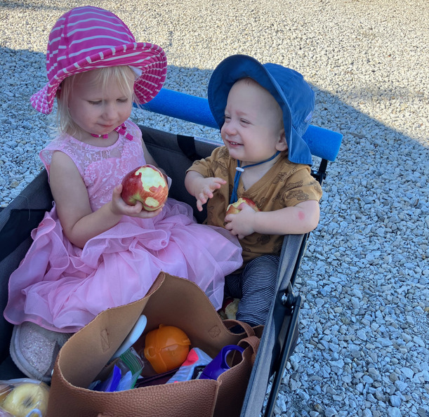 Apple orchard fun with Charlotte & Theo