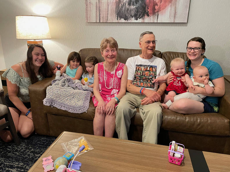Bob’s parents enjoying their grandchildren & great-grandchildren at Wisconsin Dells