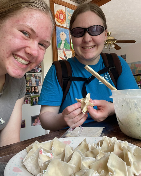 Making crab rangoon with Liz